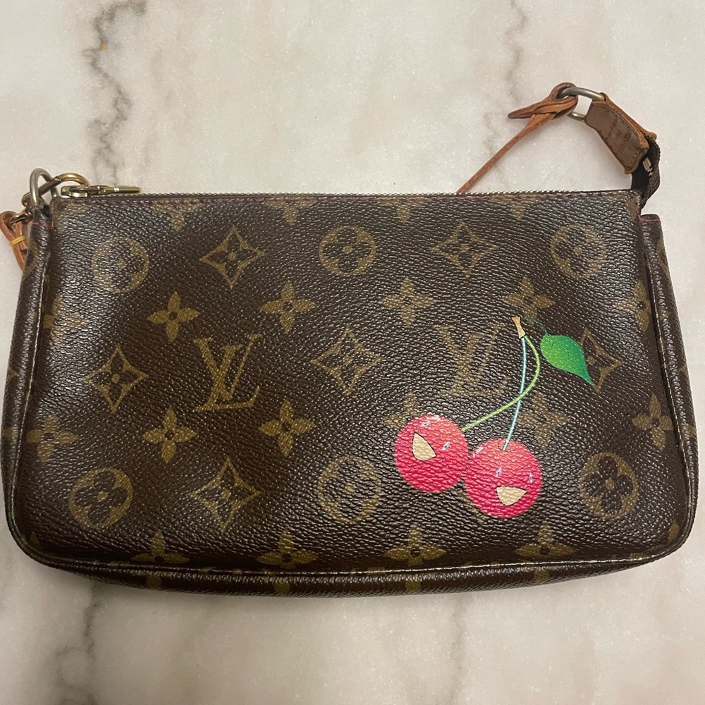 Authentic Louis Vuitton Monogram Cherry Pochette Accessories Pouch Bag. Murakami